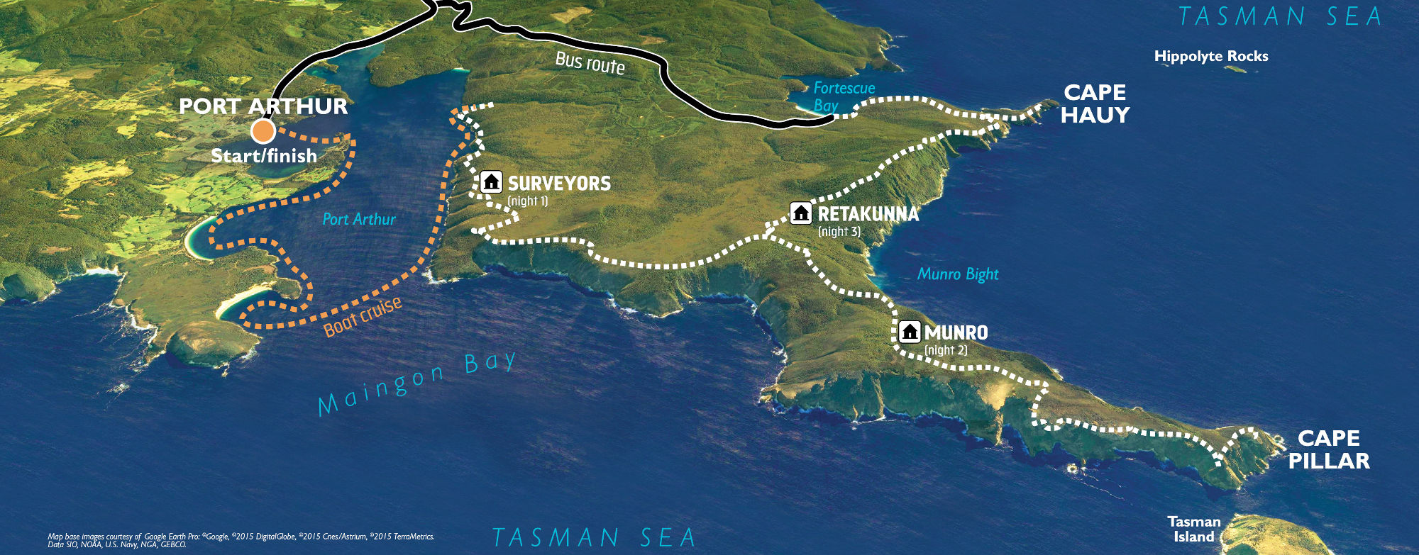 Three Capes Walk Map Three Capes Track